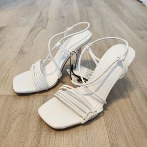 Elegant White Strappy Women's Heels